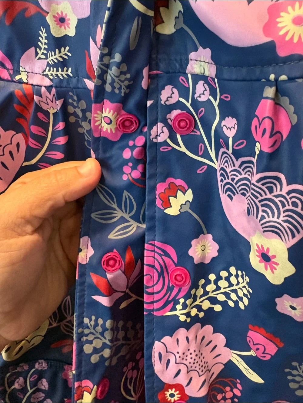 Hatley Navy Floral Raincoat with Pink Accents